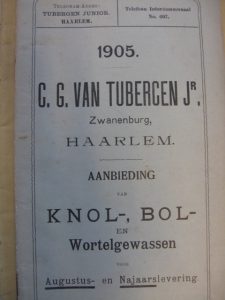 Omslag catalogus van C.G. van Tubergen uit 1905